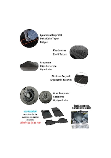 Peugeot 3008 Hybrid 2024+ Uyumlu 4.5d Premium Havuzlu Oto Paspas - Peugeot 3008