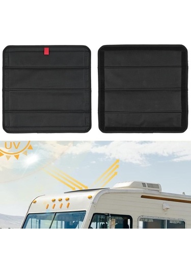 Pazly Vkemall Rv Camper Güneşlik Kapağı: Isı Yalıtımı, Uv Engelleyici, Tam Karanlık, 41x41cm Siyah, Manyetik Katlanabilir