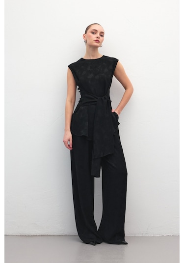 Sateen Camila Pantolon - Siyah-137185 siyah
