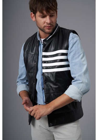 Papi Siyah Deri Yelek 118516 001