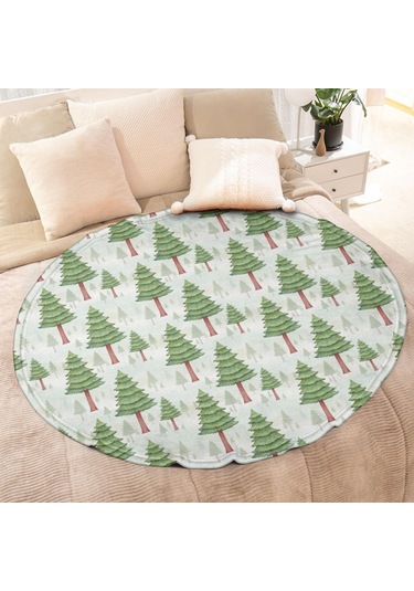 Noel Desenli 47 İnç Yuvarlak Flanel Battaniye, Yetişkin Ve Çocuk İçin, Yumuşak, Rahat Ve Hafif Noel Çam Ağacı