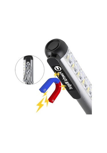 Novahub Mini Xpe + Cob El Feneri, Profesyonel Torch, Mıknatıslı, Usb Şarjlı, Ipx4 Su Geçirmez, Acil Durum Feneri, Gri Gri