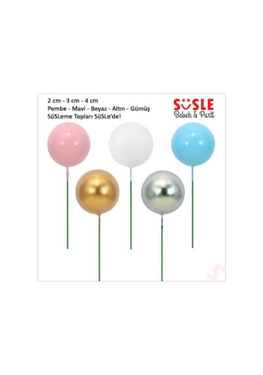 Çubuklu Süsleme Topu, 2cm X 10 Adet - Beyaz