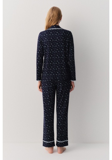 Suwen Woody Maskülen Pijama Takımı Sh26228660b628 Lacivert Desenli