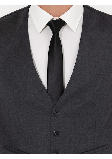 Cacharel Antrasit Slim Fit Yün Karışımlı Yelek Gri