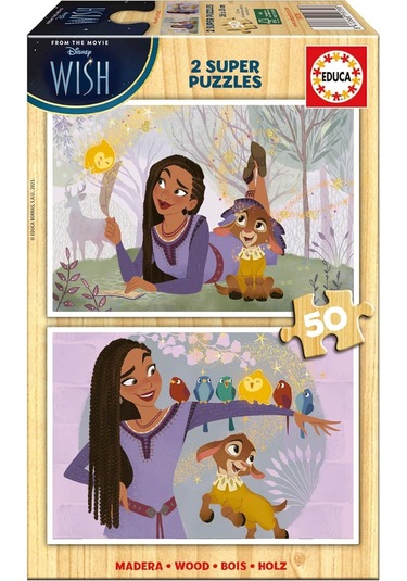 Educa 2x50 Parça Disney Wish Ahşap Kız Çocuk Puzzle - 4-6 Yaş 1 Adet