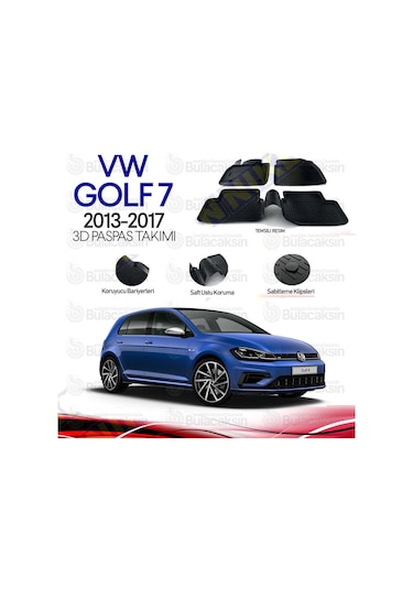 Volkswagen Golf 7 2013 - 2017 3D Havuzlu Oto Paspas Takımı