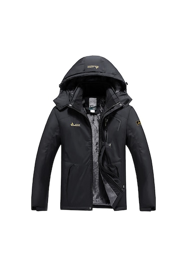 Açık Hava Artı Kadife Kalın Sıcak Soğuk Geçirmez Büyük Beden Erkek Ceketi Mavi