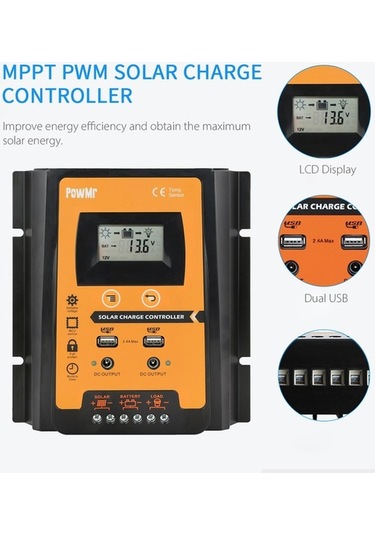 Pazly 30a Mppt Güneş Şarj Kontrol Cihazı - 2 Usb, Lcd Ekran, 12v/24v, Aşırı Yük Koruma