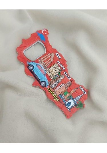 Magnet Açacak Gazoz Şişe Açacağı Mıknatıslı Buzdolabı Süsü Bayrak Harita Araba Turizm Antalya Görselli Çok Renkli