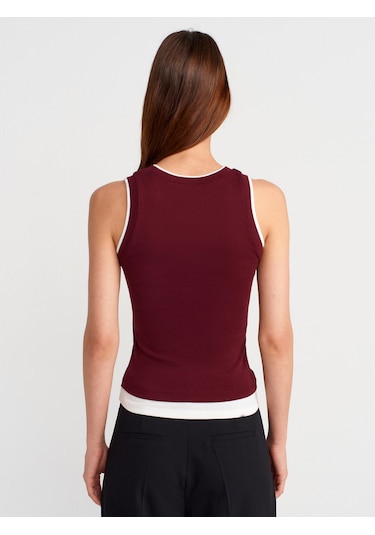 Dilvin 21086 Çift Görünümlü Kolsuz Top-bordo Bordo