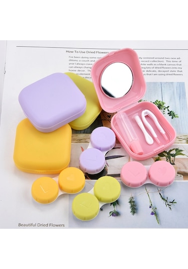 Mufunye Kontakt Lens Kutusu, Sevimli Ve Kompakt, Taşıması Kolay, Pembe