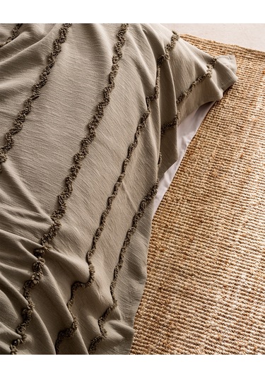 Madame Coco Rostrenen Tek Kişilik Pamuklu Yatak Örtüsü - Haki 8684427179895 Çok Renkli