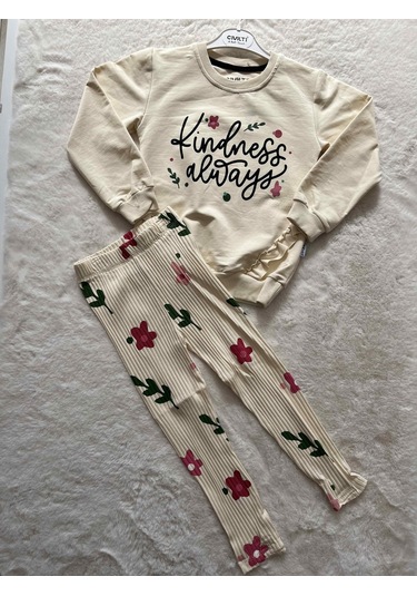 Kindess Always Altı Fitilli Mevsimlik Kız Takım Bej