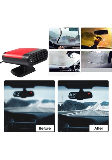 Flybuy 12v Araba İçi Isıtıcı Ve Hava Temizleyici - Hızlı Isınma, Buz Çözme, Sis Giderme, Güvenli, 2 İçin 1, Siyah Kırmızı