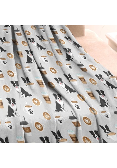Border Collie Desenli 40x30 İnç Polar Bebek Battaniyesi, Yumuşak Ve Dört Mevsim Kullanım-a2 Border Collie Coffee