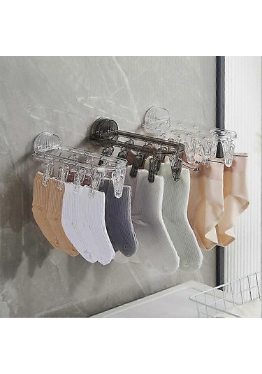 Ganzhoushop 1 Adet Banyo Vantuzlu Kurutma Rafı Katlanır Çorap Kurutma Rafı Ev Giysi Rafı Çoklu Klipsli Kurutma Çorapları Eser, A Çok Renkli