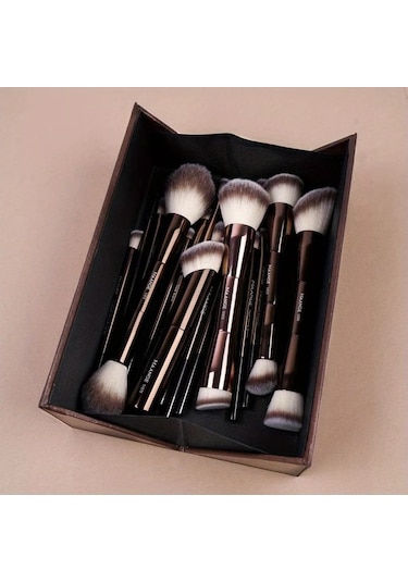 Honeybeeshop Kahve Makyaj Fırçası Seti 10 Parça Profesyonel Yumuşak Pudra Fondöten Fırçaları