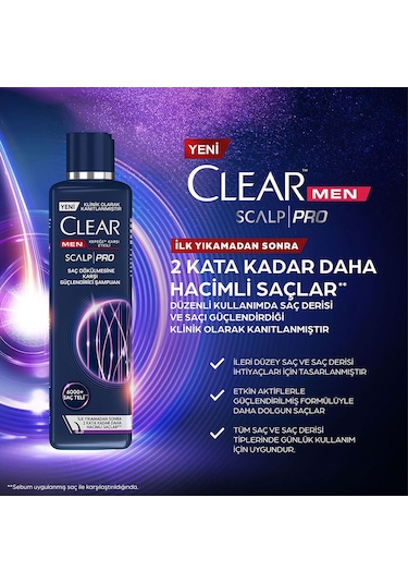 Clear Men Scalp Pro Güçlendirici Şampuan Saç Dökülmesine Ve Kepeğe Karşı Etkili 300 Ml X2