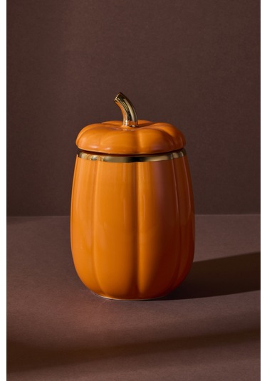 Balkabak S Kapaklı Porselen Kavanoz 13x8.5 Cm Beyaz