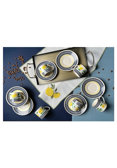 Porser Blue Zest Limon Pure Kahve Takımı 12 Parça