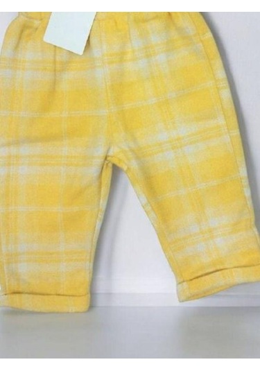 Çikoby Kız Çocuk Bel Lastikli Ekose Pantolon-13669 Sarı