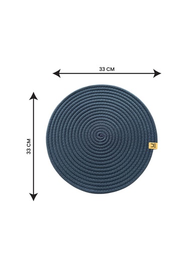 6 Lı Yuvarlak Supla Takımı Kolay Temizlenebilir, Modern Sofralar İçin Koyu Lacivert