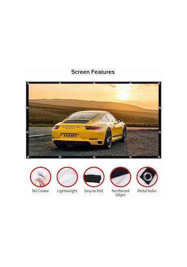 Neevoyu 72 İnç 16:9 Çevirici Kanvas Projektör Ekranı - Taşınabilir, Katlanabilir Ve Kolay Asma