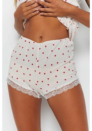 Merry See Dantel Işlemeli Kalpli Şortlu Pijama Takım