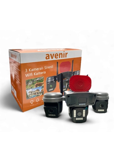 Veesky+ S308 3 Kameralı 6mp 4k Ultrahd Wifi Kamera Siren Gece Görüş