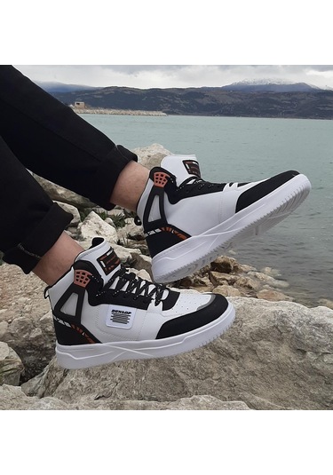 Dunlop 2238 Beyaz-Siyah, Fuspetli Ortapedik Boğazlı Basket Spor Ayakkabı AYKSAYAK-000491