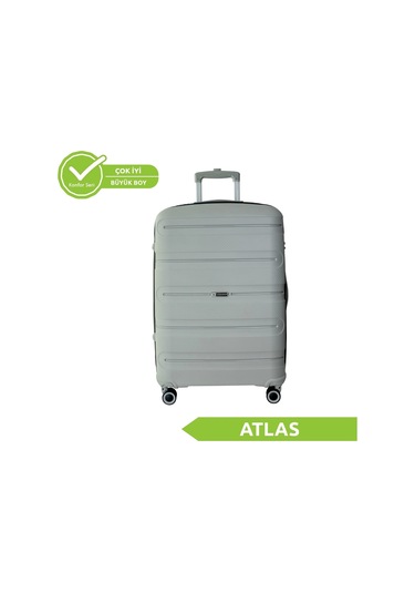 Vegmann Polipropilen Pp Atlas Gri Büyük Boy Valiz Çok Renkli