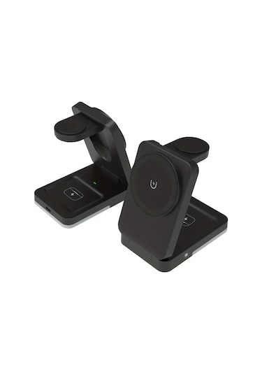 Boatshop1 Beyaz 3ü 1 Arada Katlanabilir Kablosuz Sarj Standi Magsafe Tasinabilir Seyahat Sarj Istasyonu İphone Uyumlu 16 15 14  Watch