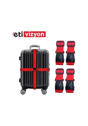 Etivizyon Valiz Kemeri 4 Adet Kırmızı
