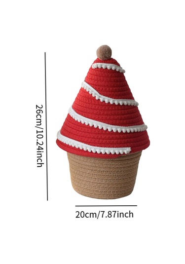 Suntek Kapaklı Saklama Sepeti Küçük Halat Yatak Kırmızı