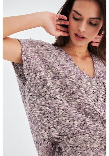 Peraluna Renge Blouse & Shorts Yazlık Viskonlu Kadın Triko Şort T Lila