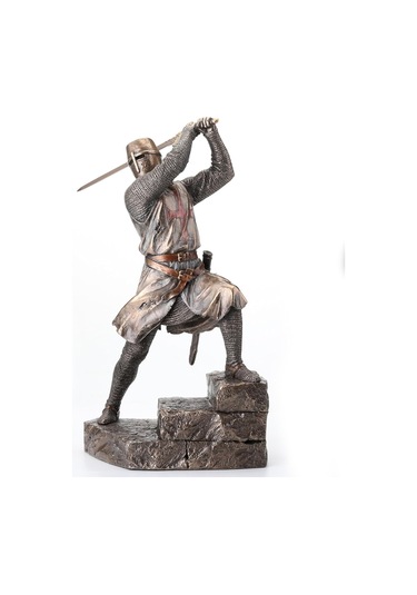 Merdiven Üstünde Çift El Kıl Ç Savuran Tapınak Şövalyesi Heykel Biblo Dekor