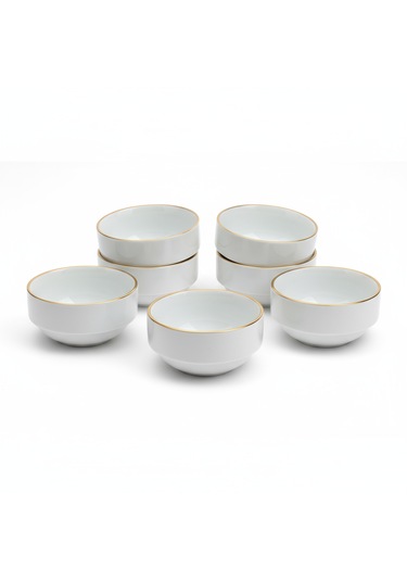 Özel Tasarım Porselen Gold Detaylı Sunumluk / Kahve Yanı Lokumluk & Şekerlik Altın - Beyaz