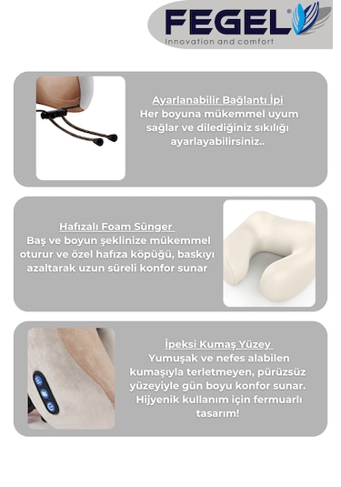Fg-01 Seyahat Tipi Masajlı Boyun Yastığı Bej Pembe