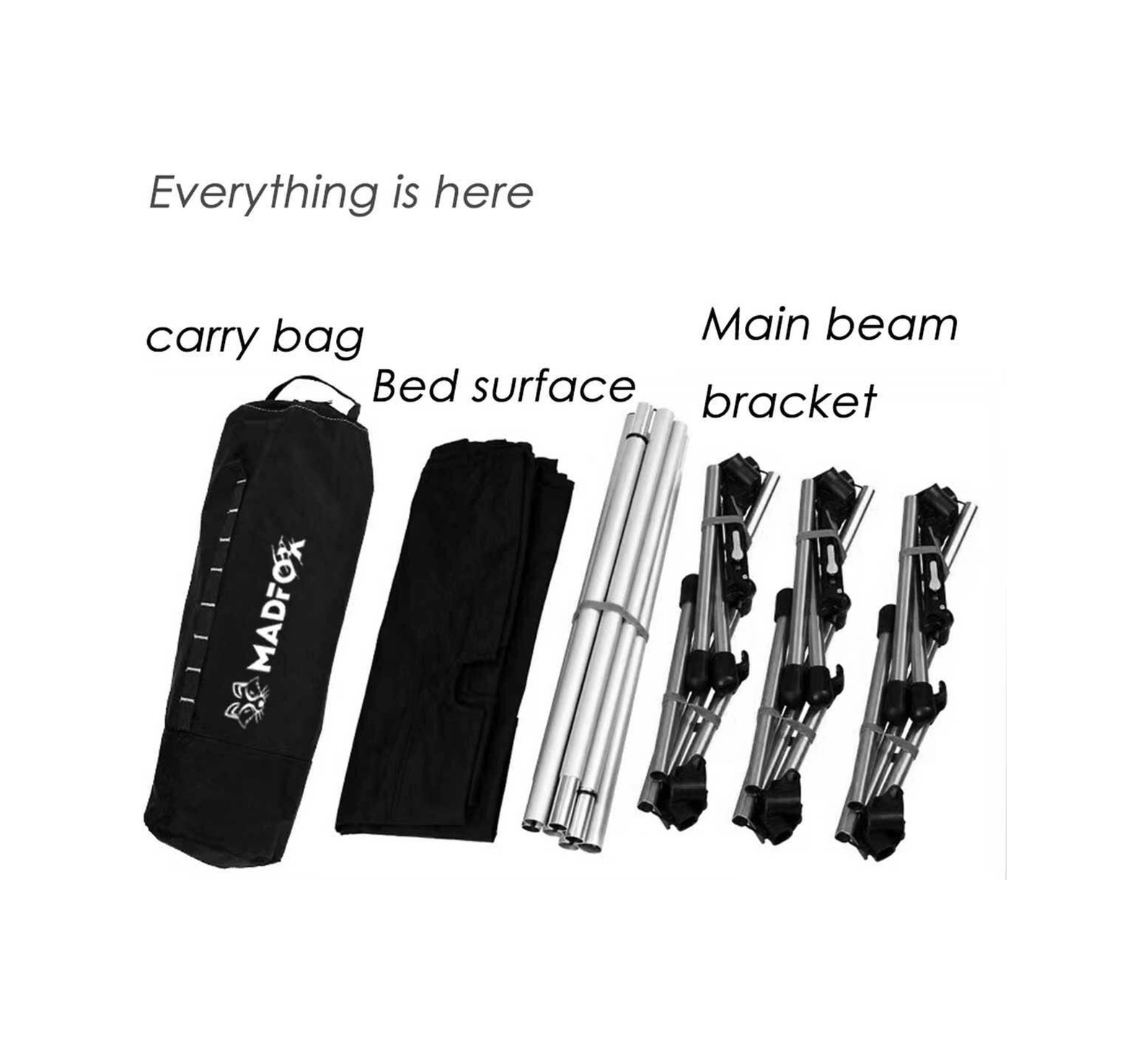 Madfox Avanger Katlanır Kamp Yatağı Kampet Siyah Siyah