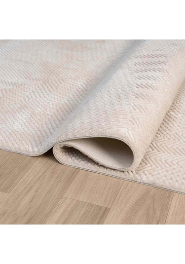 Bej Kabartmalı Soyut Modern Halı - Mk0556bjl