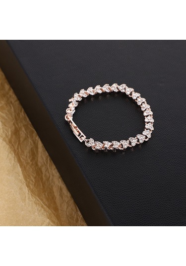 Samdoo Gümüş Aynalı Kristal Bilezik - Her Giyime Parlaklık Kat - Günlük Kullanıma Uygun - Zirkon Taşlı - Elegant Ve Sade Tasarım Gold