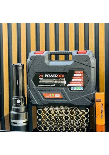 55 Watt 5500 Lümen Profesyonel Büyük Şarjlı El Feneri Pd-13000 Siyah