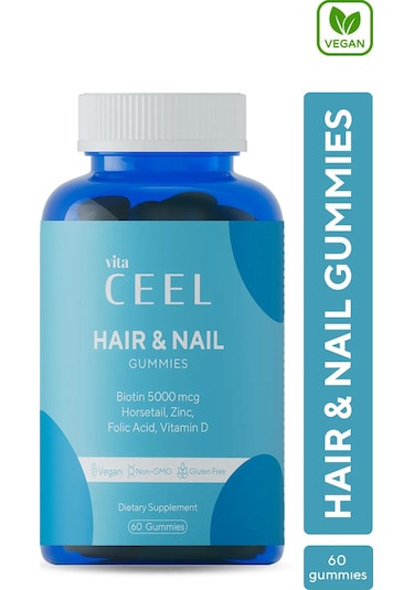 VitaCeel Saç Tırnak Vitamini Çiğnenebilir Vegan Gummy Biotin 5000, Vitamin D, Çinko, Folik Asit, At Kuyruğu