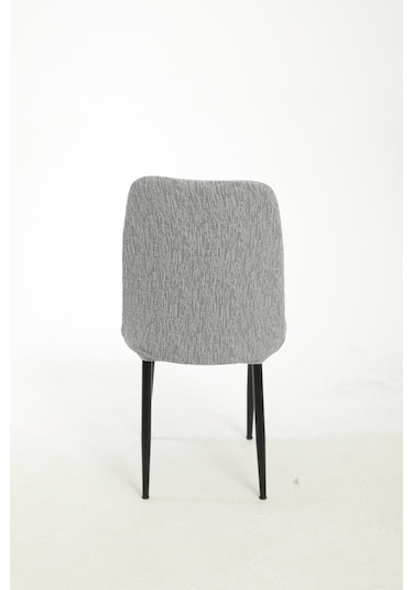 StarMall Jakarli Kumaş Oval Sandalye Kılıfı,sandalye Örtüsü Çubuk Desen 1 Adet Gri