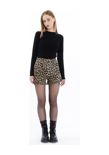 Penyebizden Leopar Desenli Şort-leopar Leopar