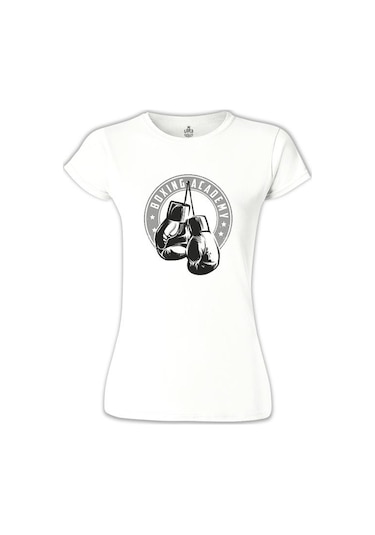 Boxing - Eldiven Beyaz Kadın Tshirt 001