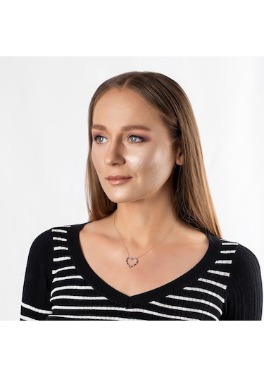 Multicolor Zirkon Taşlı Zarif Tasarım Rose Renk 925 Ayar Gümüş Ka (459601977)