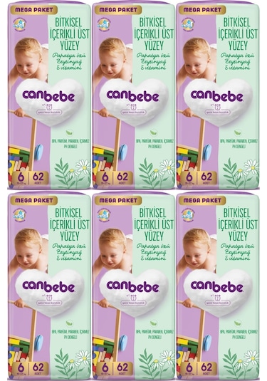 Canbebe Bebek Bezi Beden:6 15-27kg Exstra Large 372 Adet Mega 6 Numara