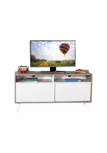 Retro Slide Tv Sehpası Latte-Diamond Beyaz